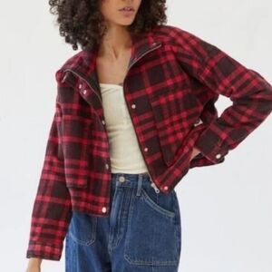 BDG Urban Outfitters Buffalo Check Red And Black Plaid Lined Jacket
